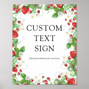 Strawberry Berry Sweet   Custom Text Baby Shooter Poster