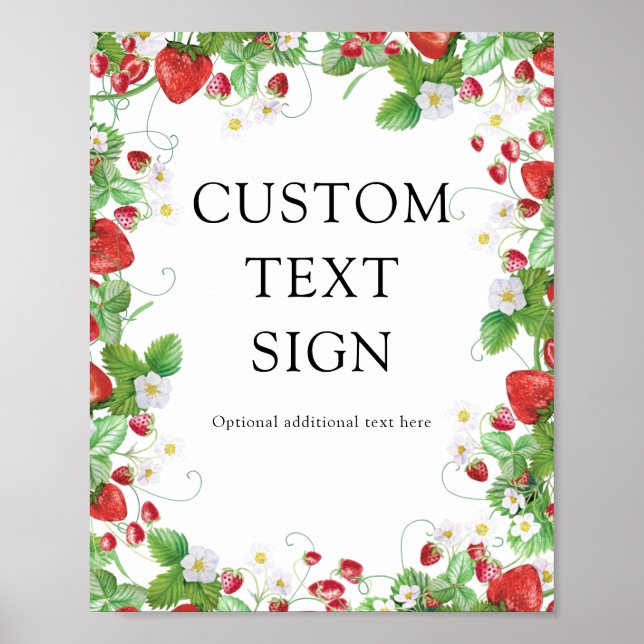 Strawberry Berry Sweet | Custom Text Baby Shooter Poster (Vorne)