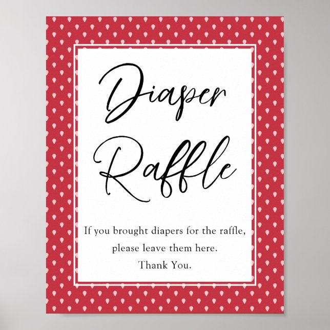 Strawberry Berry Sweet Diaper Raffle Baby Dusche Poster (Vorne)