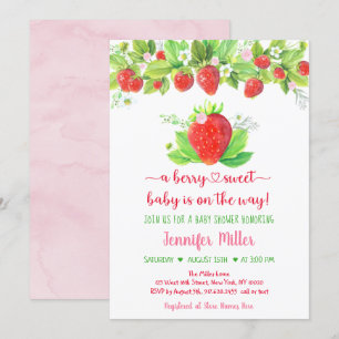 Strawberry Berry Sweet Floral Baby Dusche Einladung
