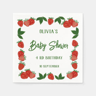 Strawberry Berry Sweet Fruit Fresh Baby Dusche Serviette