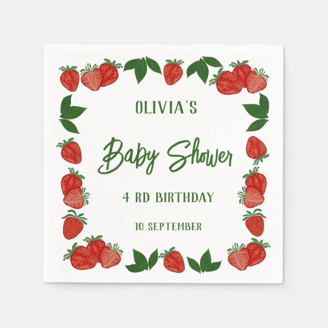 Strawberry Berry Sweet Fruit Fresh Baby Dusche Serviette (Vorderseite)