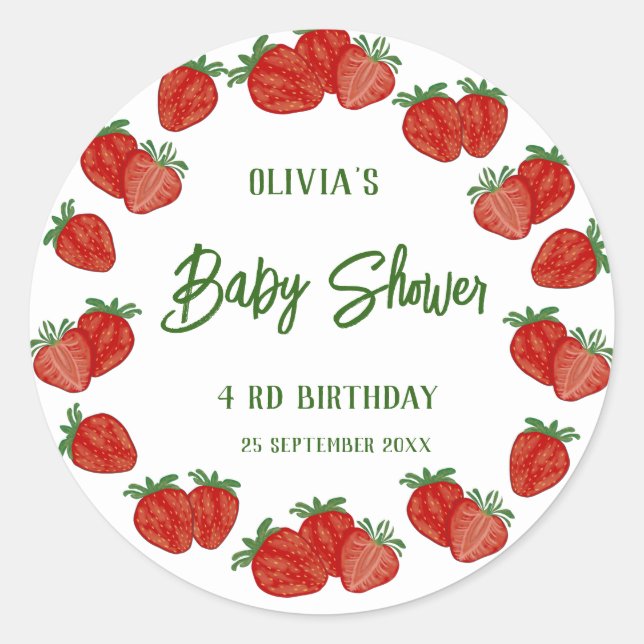 Strawberry Berry Sweet Fruit Shcool Office Geschen Runder Aufkleber (Vorderseite)