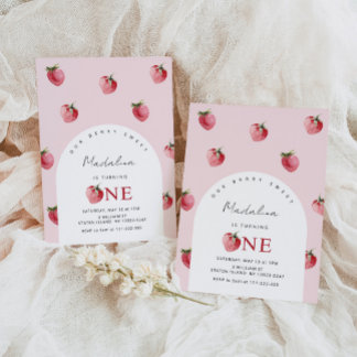 Strawberry Berry Sweet Girl zum ersten Geburtstag Einladung