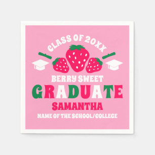 Strawberry Berry Sweet Graduation Party Serviette