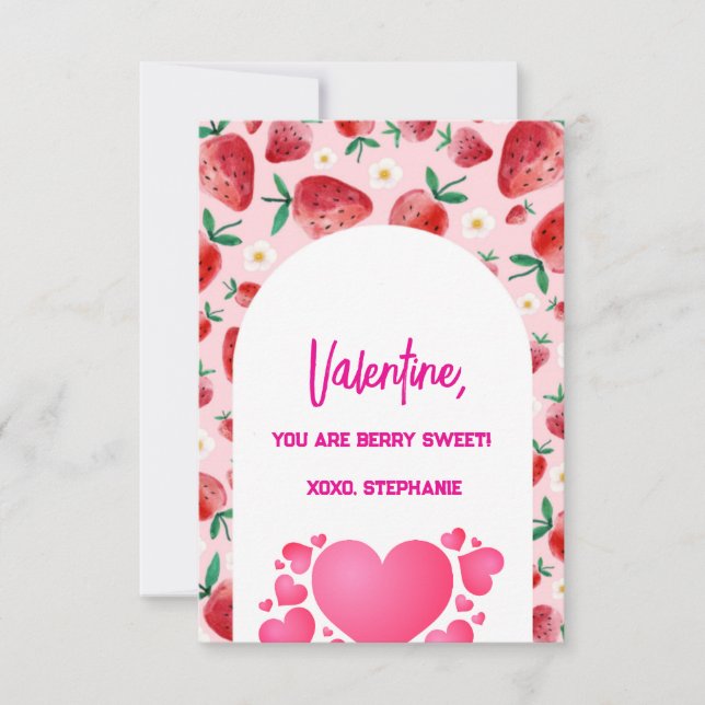 Strawberry Berry Sweet Kids Valentinstag Mitteilungskarte (Vorderseite)