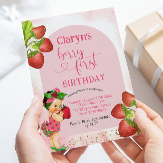 Strawberry Berry Sweet Mexican Girl First Birthday Einladung