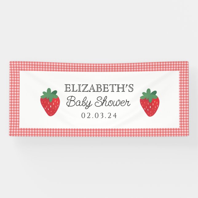 Strawberry Berry Sweet Picnic Baby Dusche Banner (Horizontal)