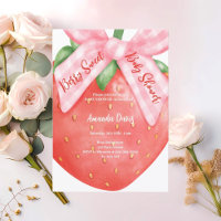 Strawberry Berry Sweet Pink Bow Girl Baby Dusche