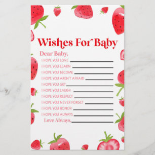 Strawberry Berry wünscht sich eine Babydusche Briefpapier