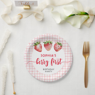 Strawberry Birthday Berry First Pappteller