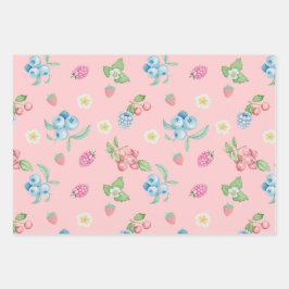 Strawberry Birthday Berry first Pink Geschenkpapier Set