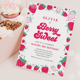 Strawberry Birthday Berry Sweet Birthday Party Einladung