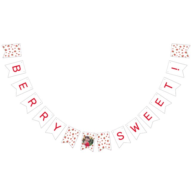 Strawberry Birthday Berry Sweet Foto Wimpelkette (Alle)