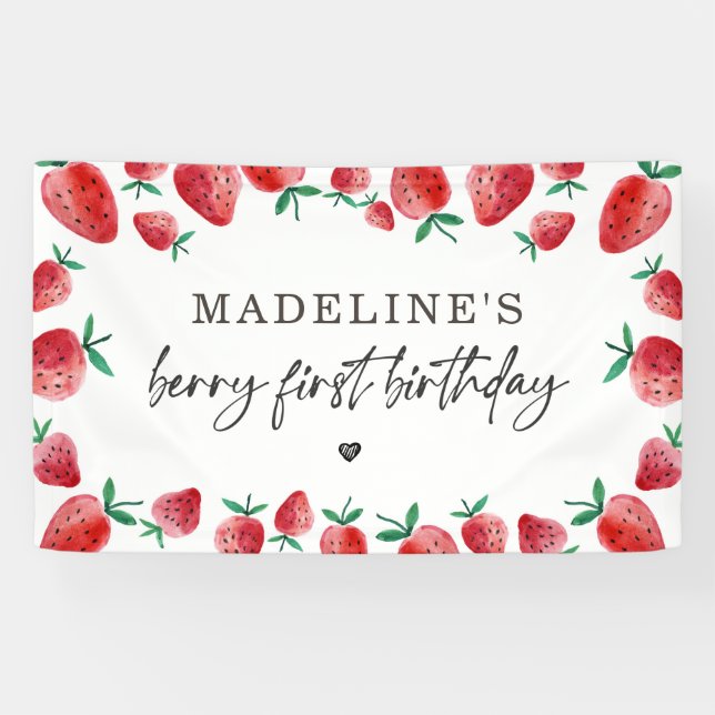 Strawberry Birthday Berry Sweet Hintergrund-Banner Banner (Horizontal)
