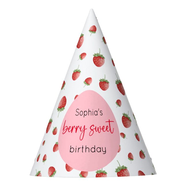Strawberry Birthday Berry Sweet Partyhütchen (Vorderseite)