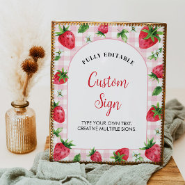 Strawberry Birthday Custom Table Sign Berry Sweet Poster