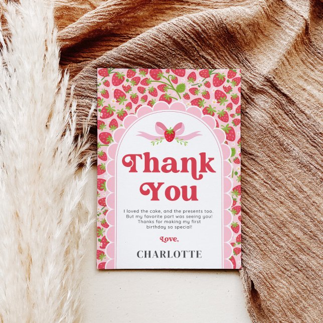 Strawberry Birthday Danke Karte - 12x18 (Strawberry Birthday Thank You Card - 5x7)