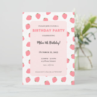 Strawberry Birthday Einladung