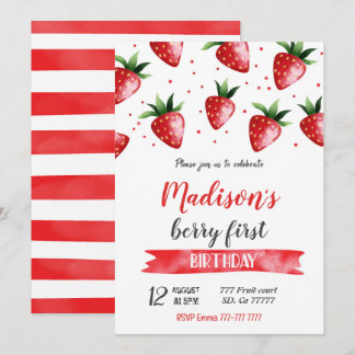 Strawberry Birthday Einladung