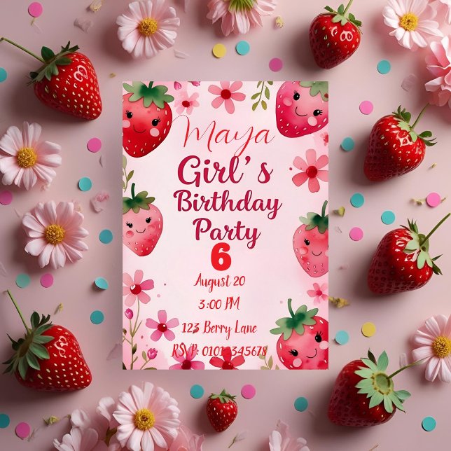 Strawberry Birthday Einladung (Von Creator hochgeladen)