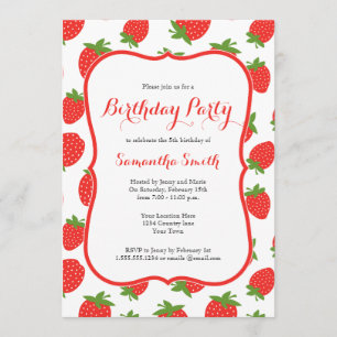 Strawberry Birthday Einladung