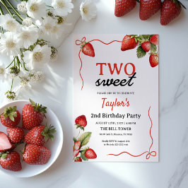 Strawberry Birthday Einladung | 2. Geburtstag