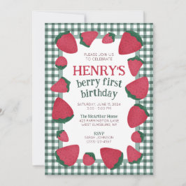Strawberry Birthday Einladung für Jungen oder Mädc