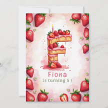 Strawberry Birthday Einladung Letter F Cake Theme