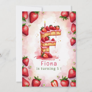 Strawberry Birthday Einladung Letter F Cake Theme