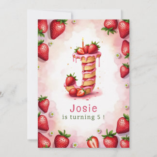 Strawberry Birthday Einladung Letter J Cake Theme