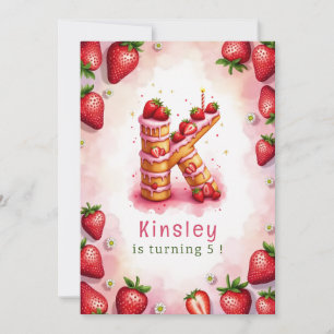 Strawberry Birthday Einladung Letter K Cake Theme