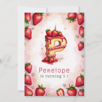 Strawberry Birthday Einladung Letter P Cake Thema