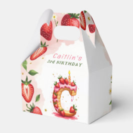 Strawberry Birthday Favor Box Letter C Cake Geschenkschachtel