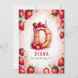 Strawberry Birthday Invite Letter D Cake Design Einladung