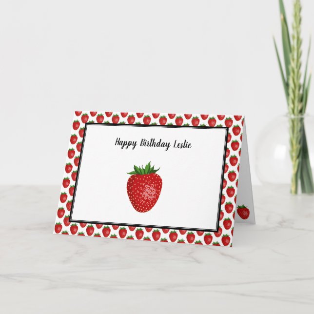Strawberry Birthday Karte (Vorderseite)