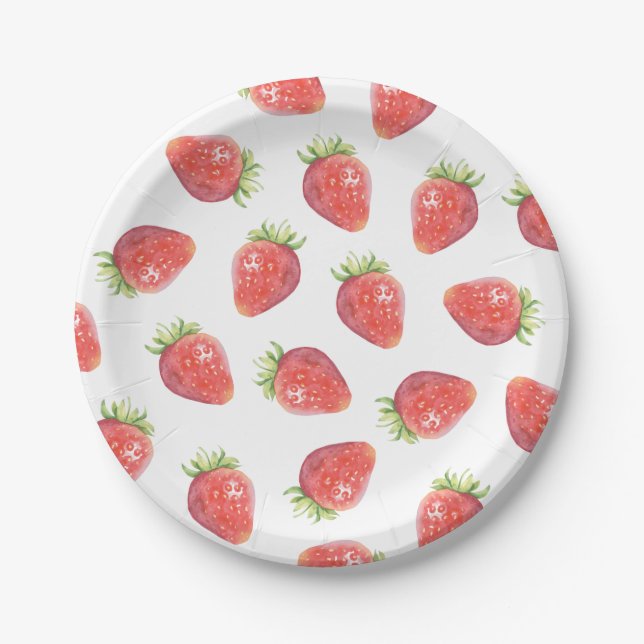 Strawberry Birthday oder Baby Dusche Pappteller (Vorderseite)