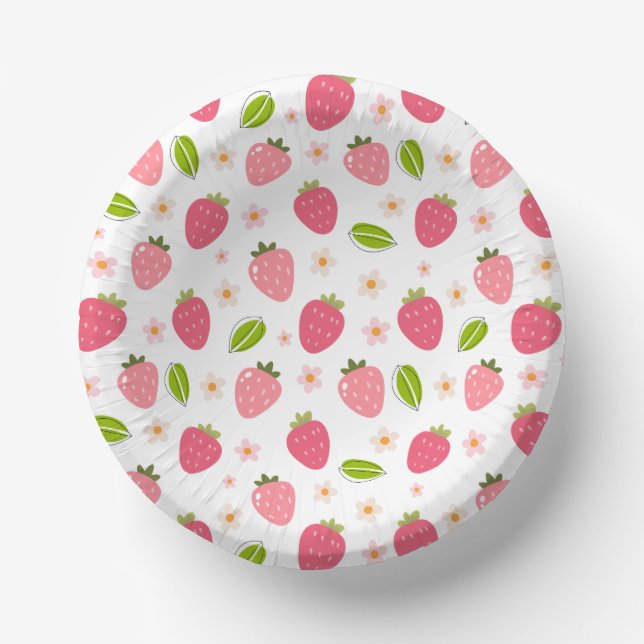 Strawberry Birthday Paper Bowl Pappteller (Vorderseite)