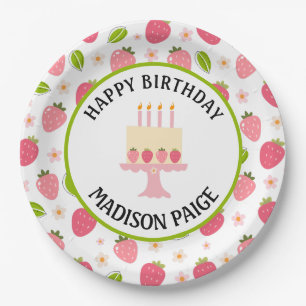 Strawberry Birthday Paper Plate Pappteller