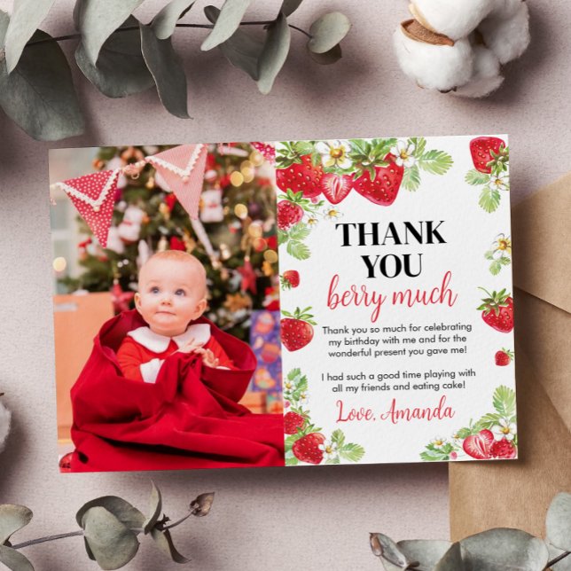 Strawberry Birthday Party Danke Karte (Von Creator hochgeladen)