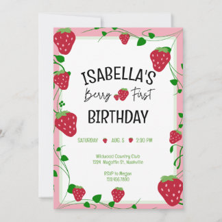 Strawberry Birthday Party lädt Berry Summer ein Einladung