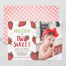 Strawberry Birthday Party ・ Zwei süße Einladung
