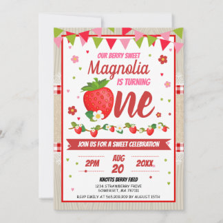 Strawberry Birthday Red Camco Blanket Sweet Party Einladung