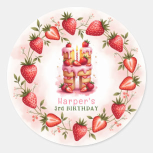 Strawberry Birthday Sticker Letter H Cake