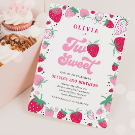 Strawberry Birthday Two Sweet Berry Birthday Party Einladung