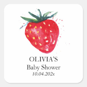 Strawberry Birthday Vielen Dank für Ihr Interesse Quadratischer Aufkleber