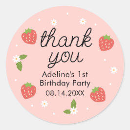 Strawberry Birthday Vielen Dank Runder Aufkleber