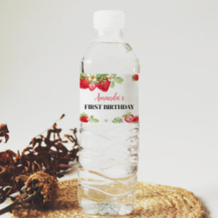 Strawberry Birthday Water Flasche Etikett
