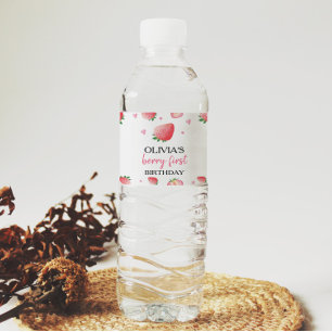 Strawberry Birthday Water Flasche Etikett