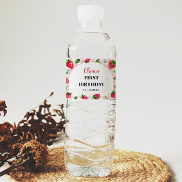 Strawberry Birthday Water Flasche Label Berry Swee